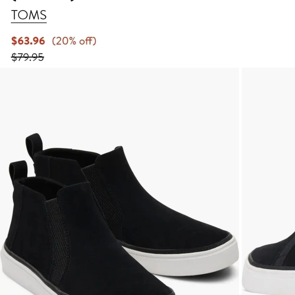 TOMS Bryce High Top Slip-on‎ Sneaker Womens 8 Black